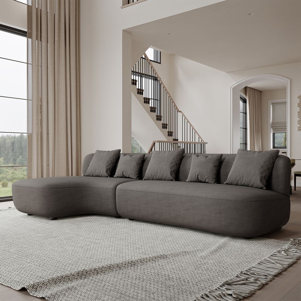 Partly Assemble Dark Gray Cat Scratch Cloth Sectionals