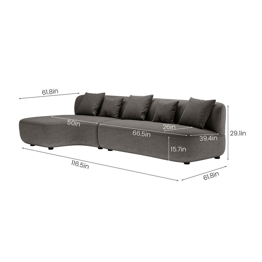 Partly Assemble Dark Gray Cat Scratch Cloth Sectionals