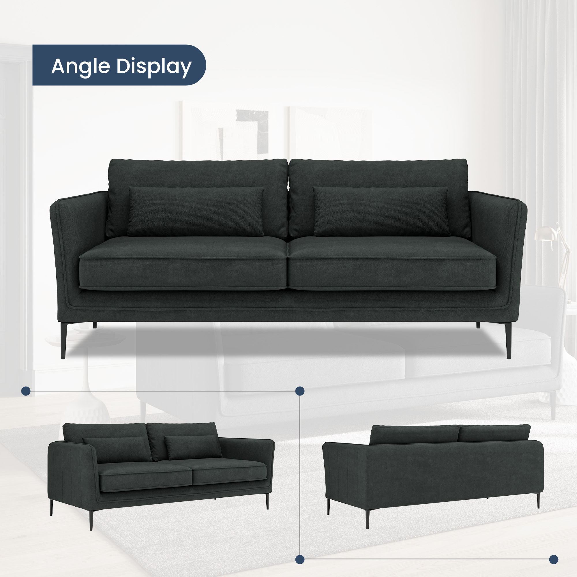 Partly Assemble Dark Gray Fabric Sofas & Loveseats