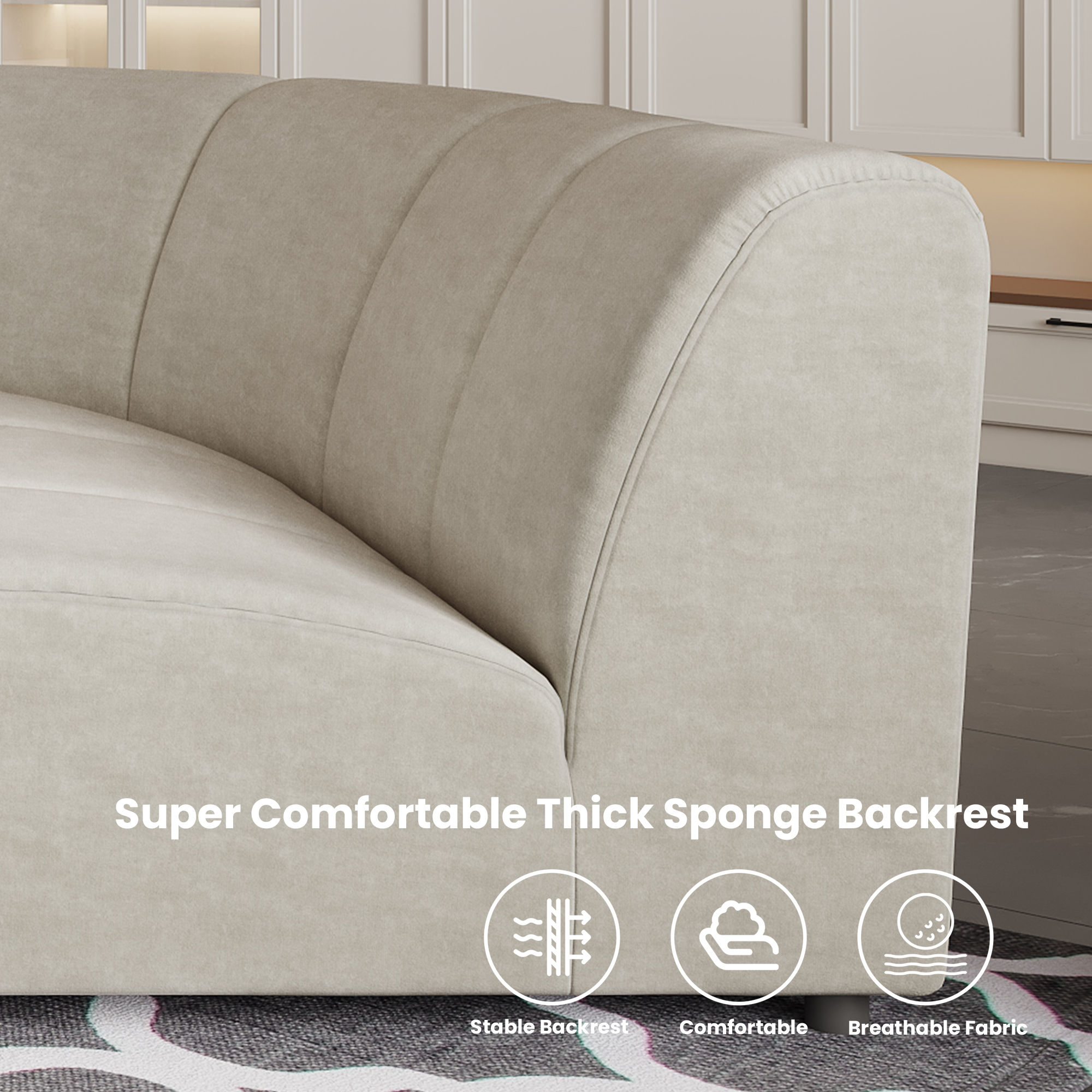 Partly Assemble Beige Fabric Sofas & Loveseats