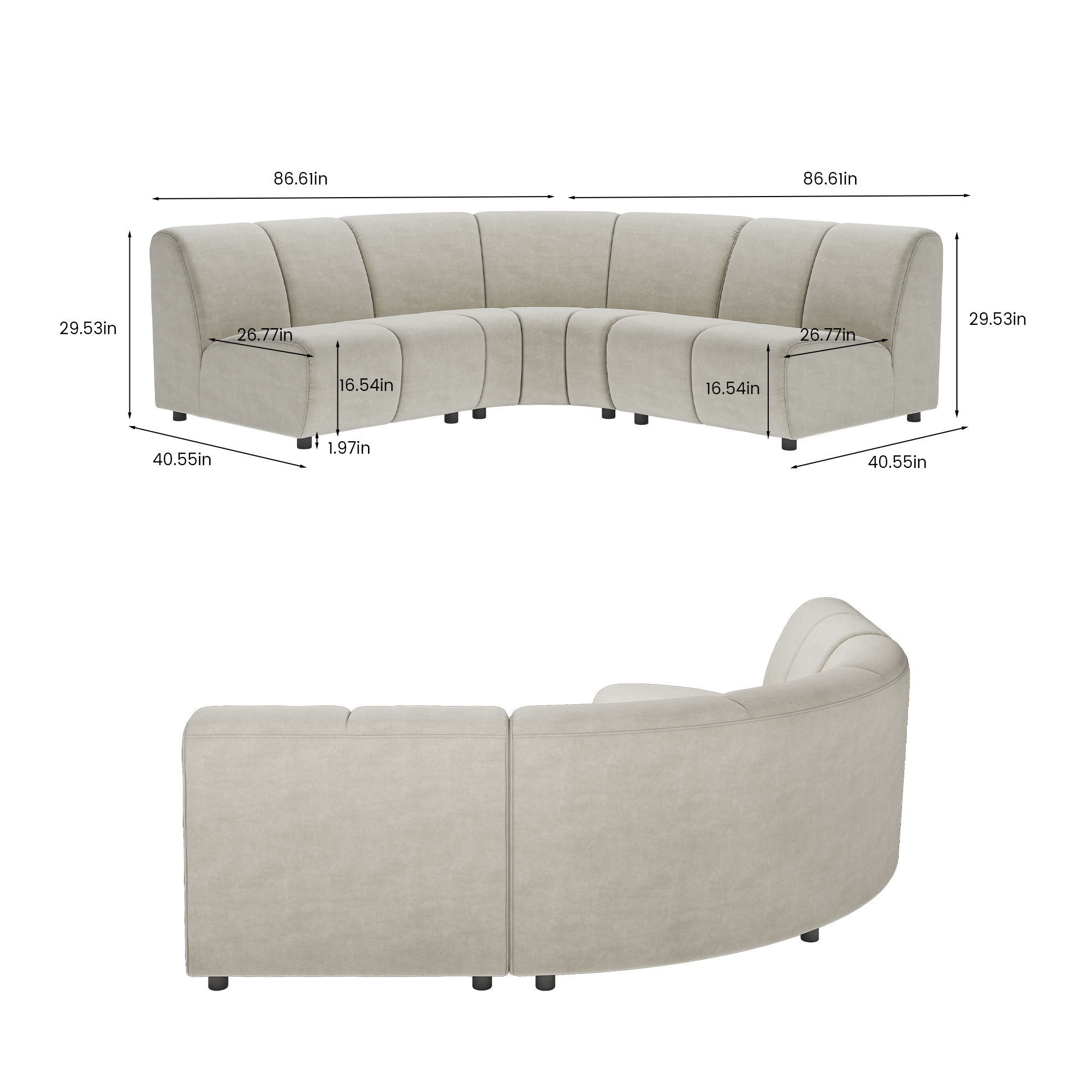 Partly Assemble Beige Fabric Sofas & Loveseats