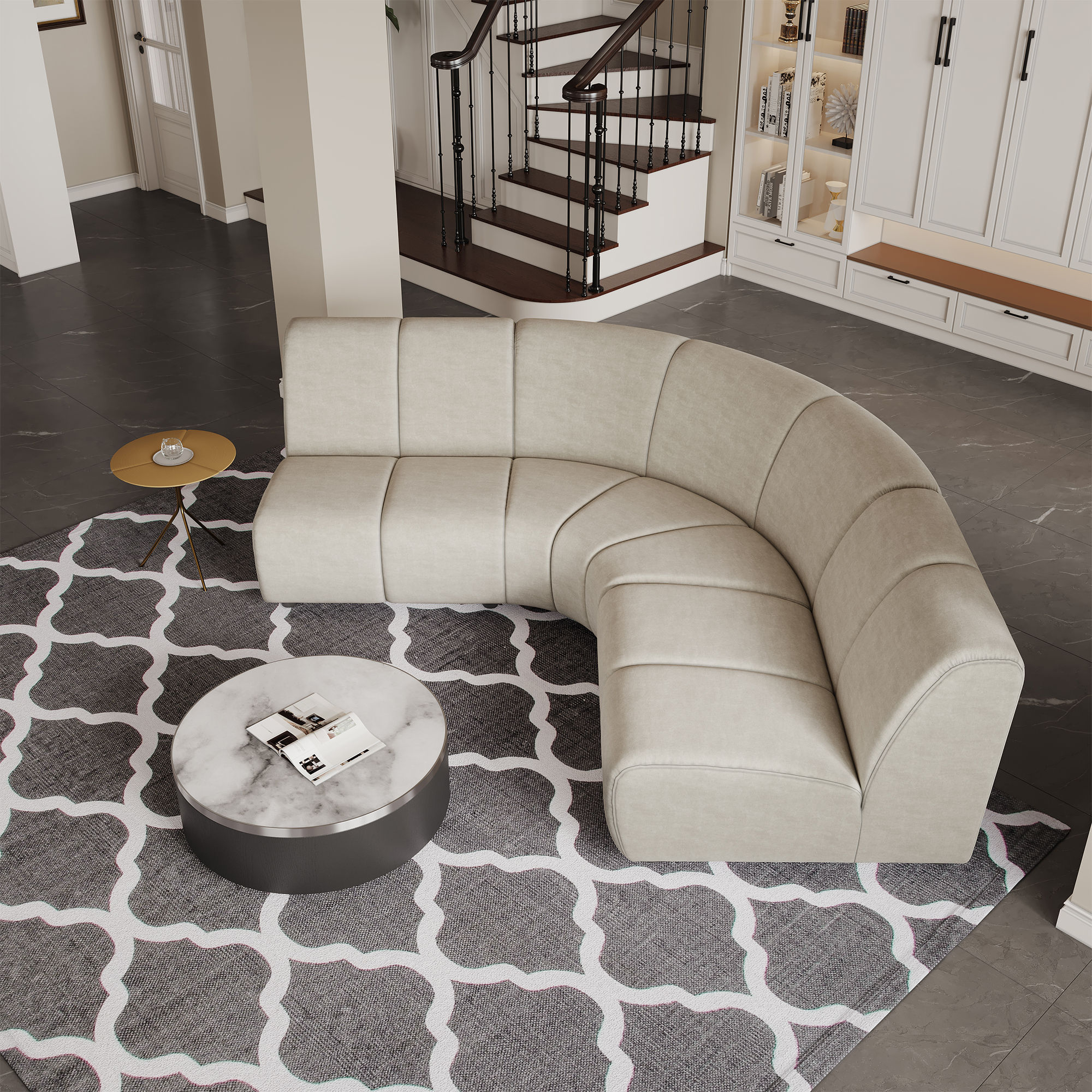 Partly Assemble Beige Fabric Sofas & Loveseats