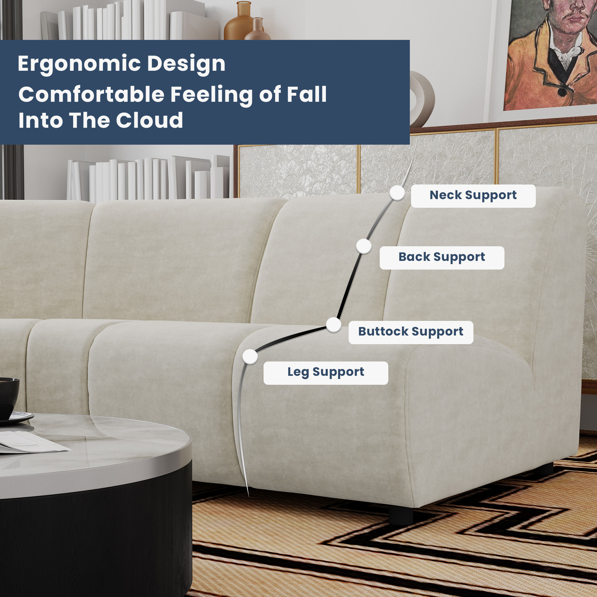 Partly Assemble Beige Fabric Sofas & Loveseats