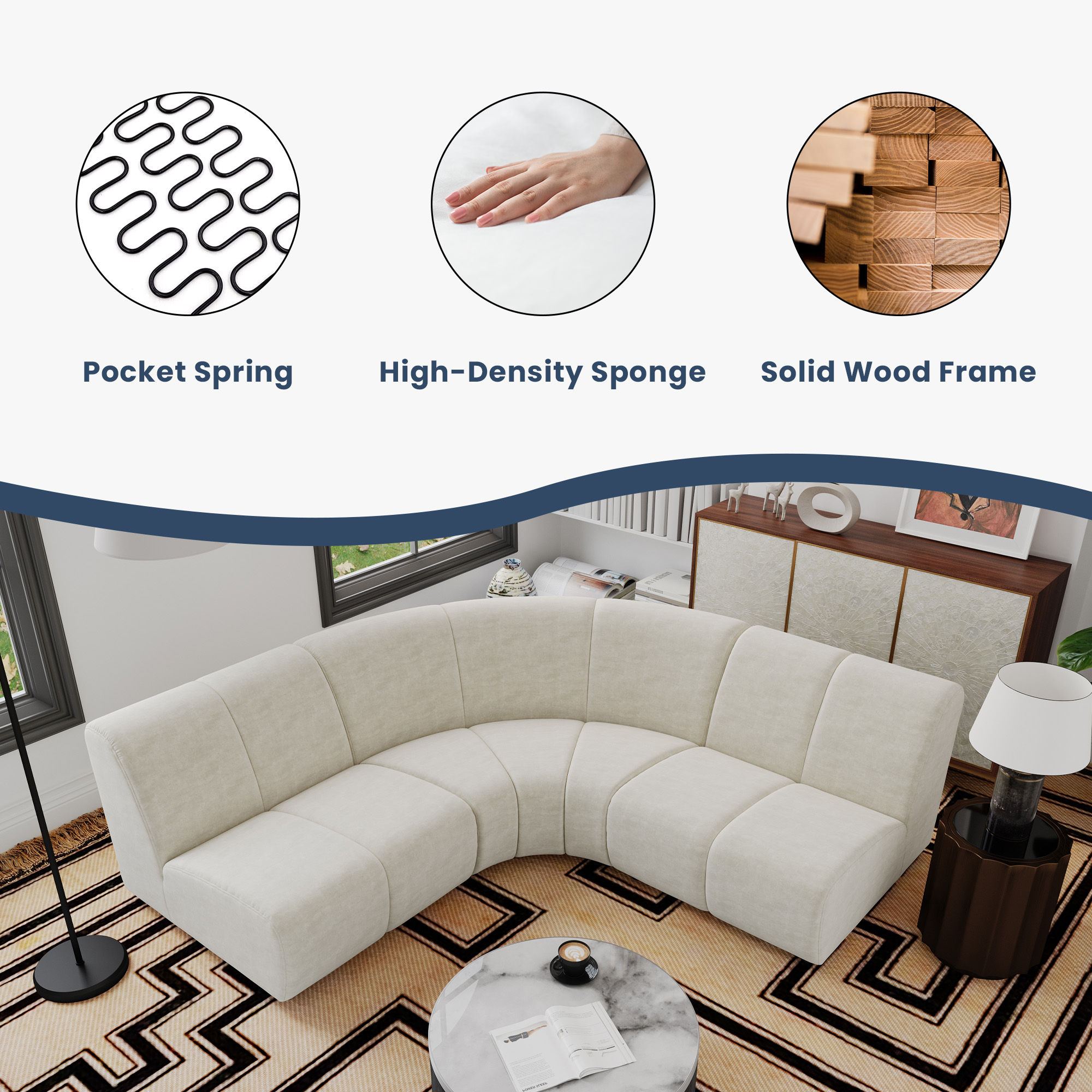 Partly Assemble Beige Fabric Sofas & Loveseats