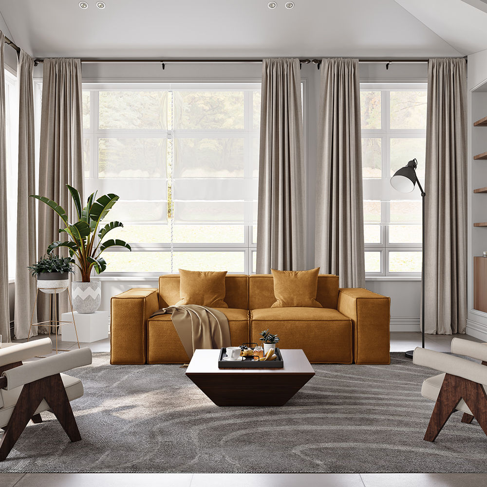 Yellow Fabric Sofas & Loveseats