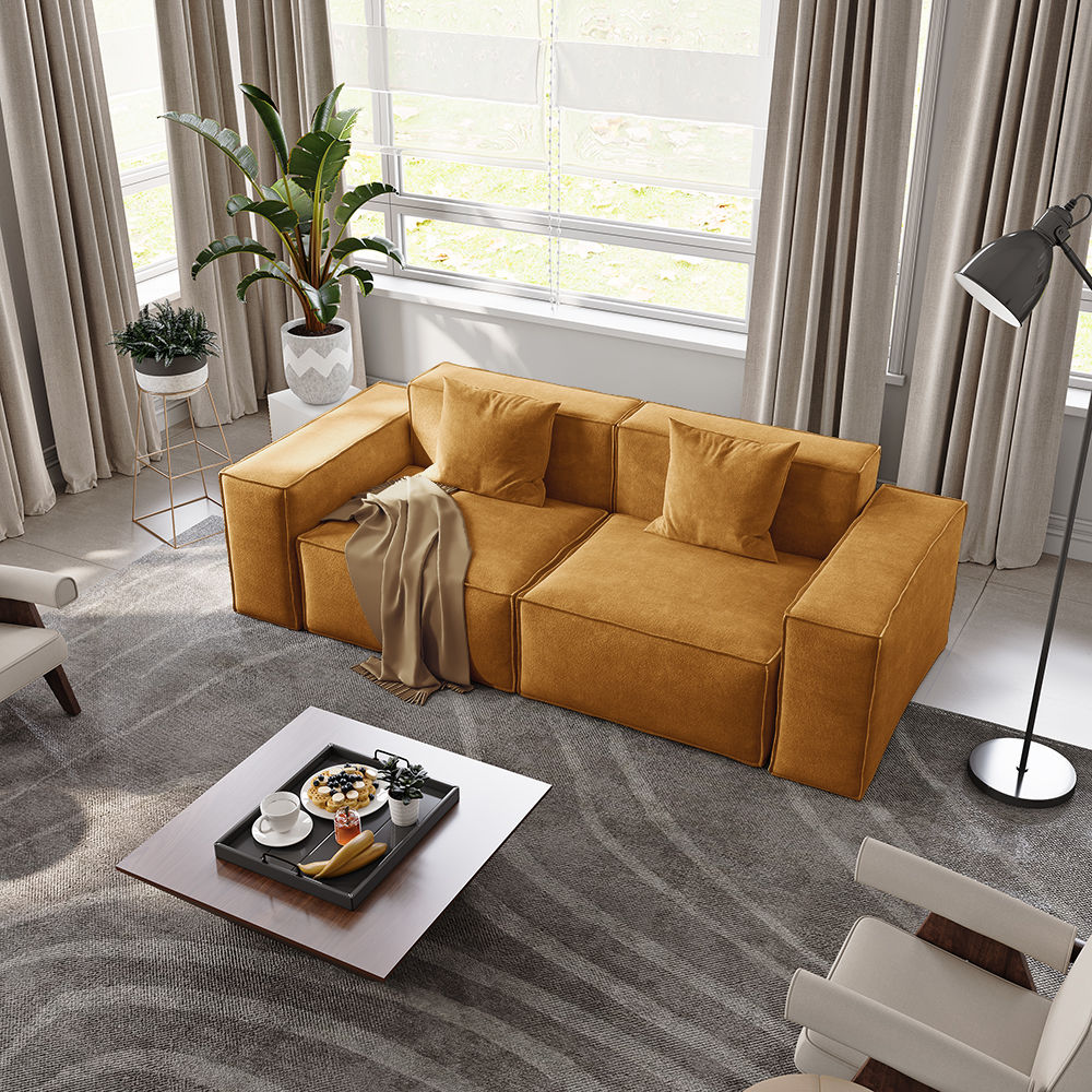 Yellow Fabric Sofas & Loveseats