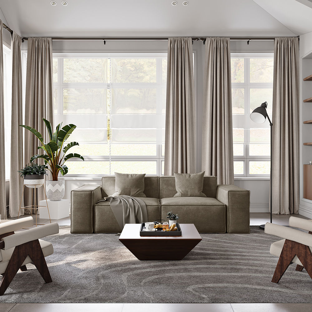Khaki Fabric Sofas & Loveseats