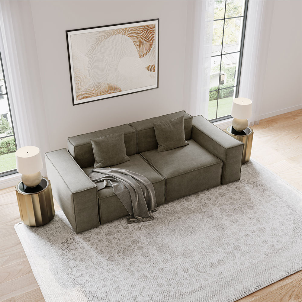 Khaki Fabric Sofas & Loveseats