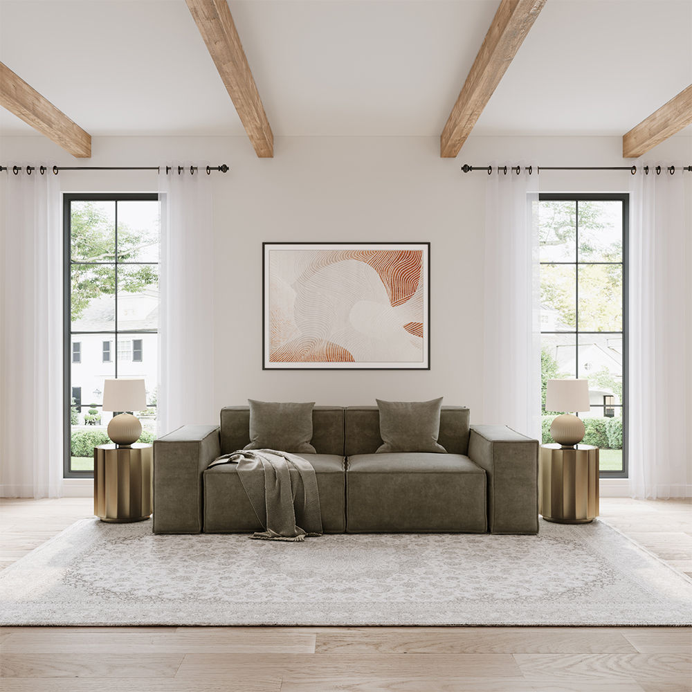 Khaki Fabric Sofas & Loveseats