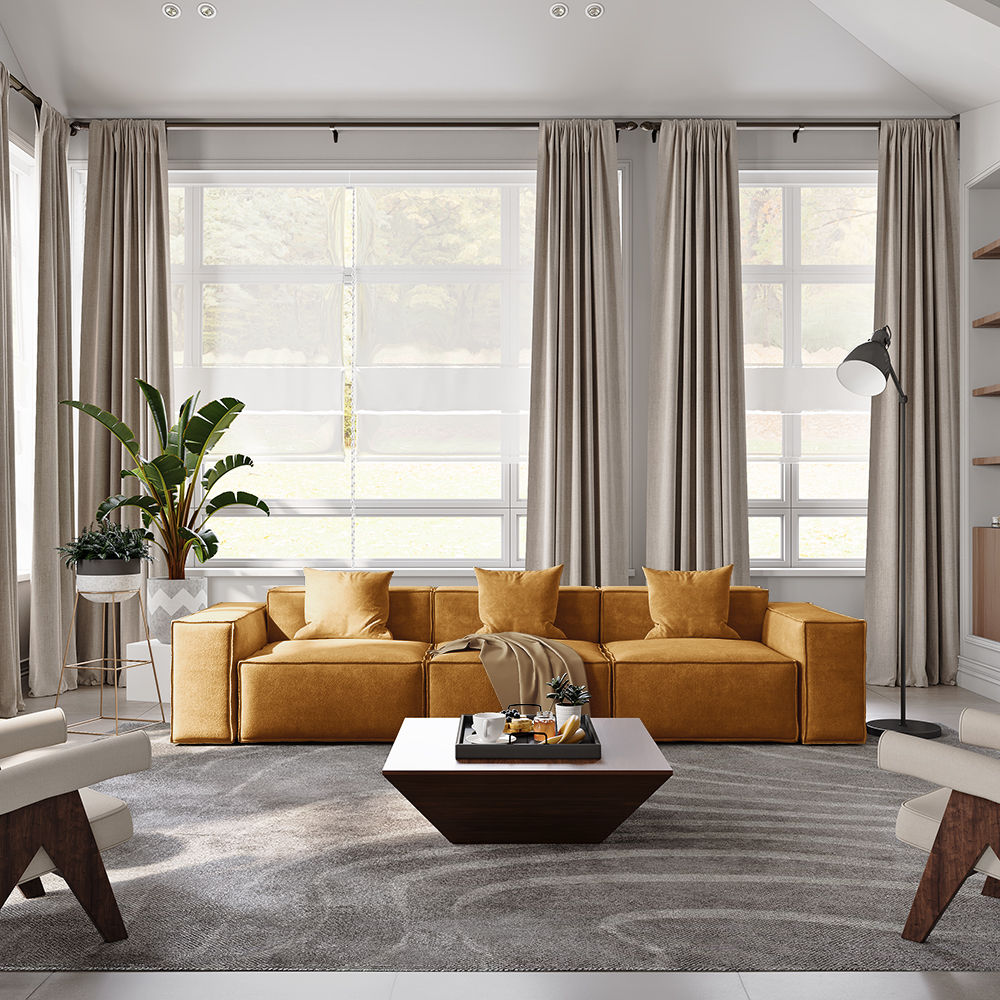 Yellow Fabric Sofas & Loveseats
