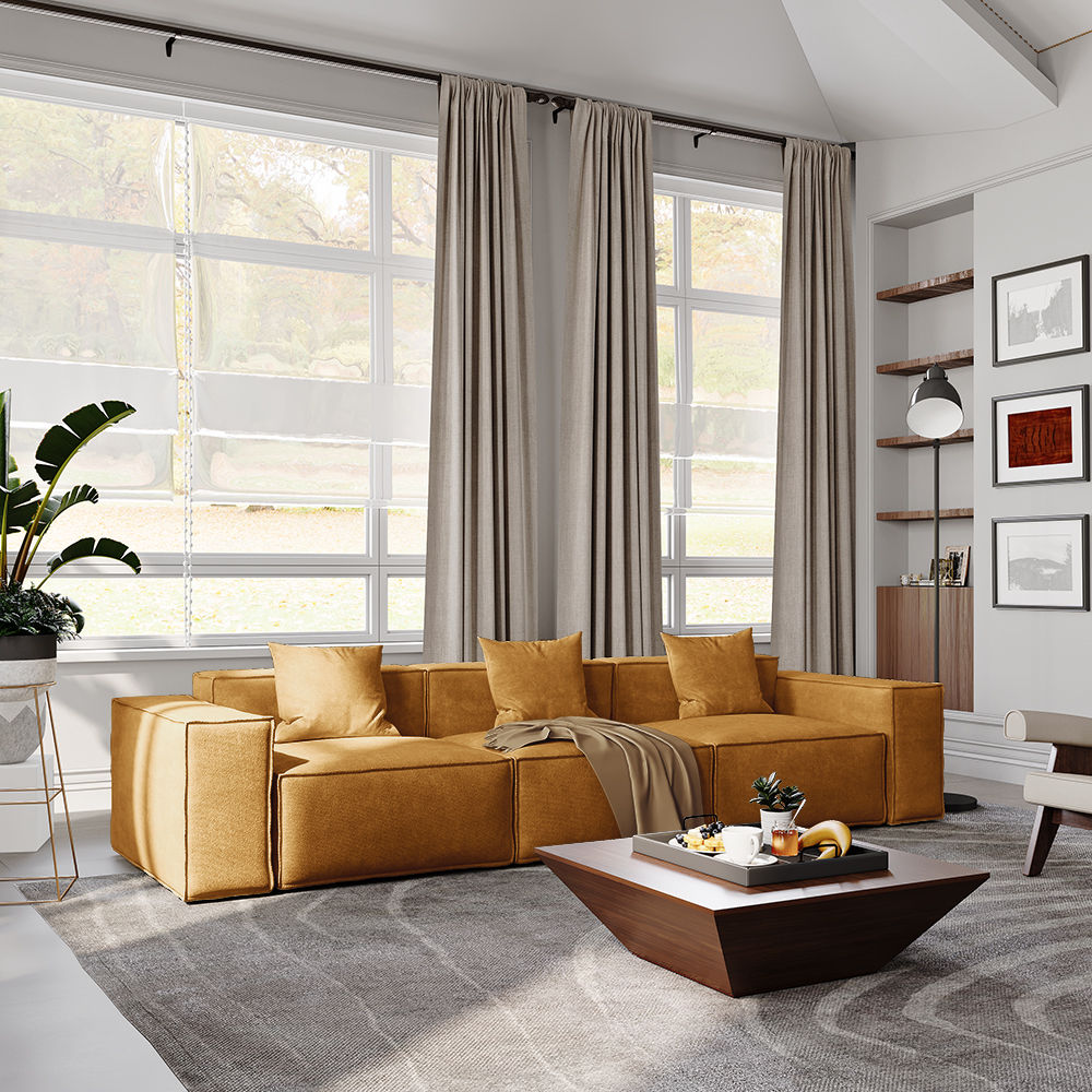 Yellow Fabric Sofas & Loveseats