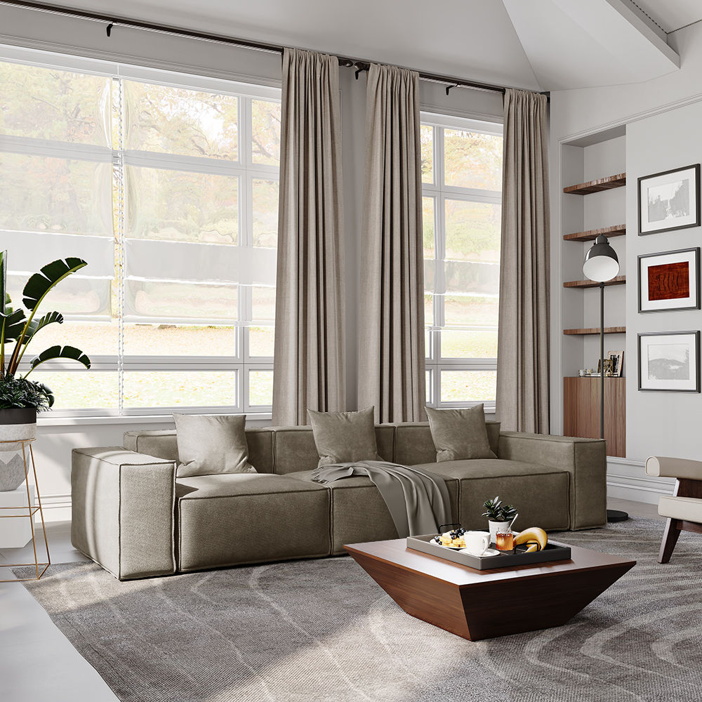 Khaki Fabric Sofas & Loveseats