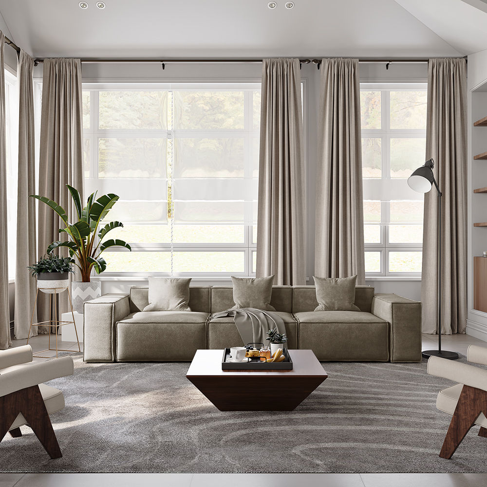 Khaki Fabric Sofas & Loveseats