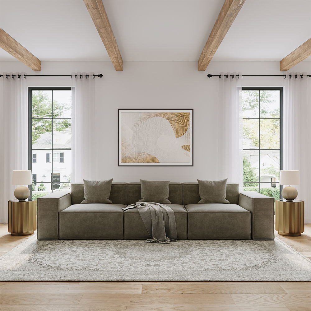 Khaki Fabric Sofas & Loveseats
