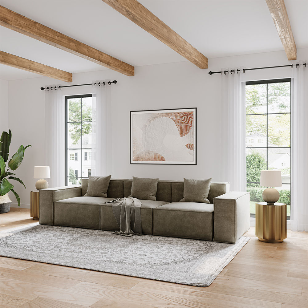 Khaki Fabric Sofas & Loveseats