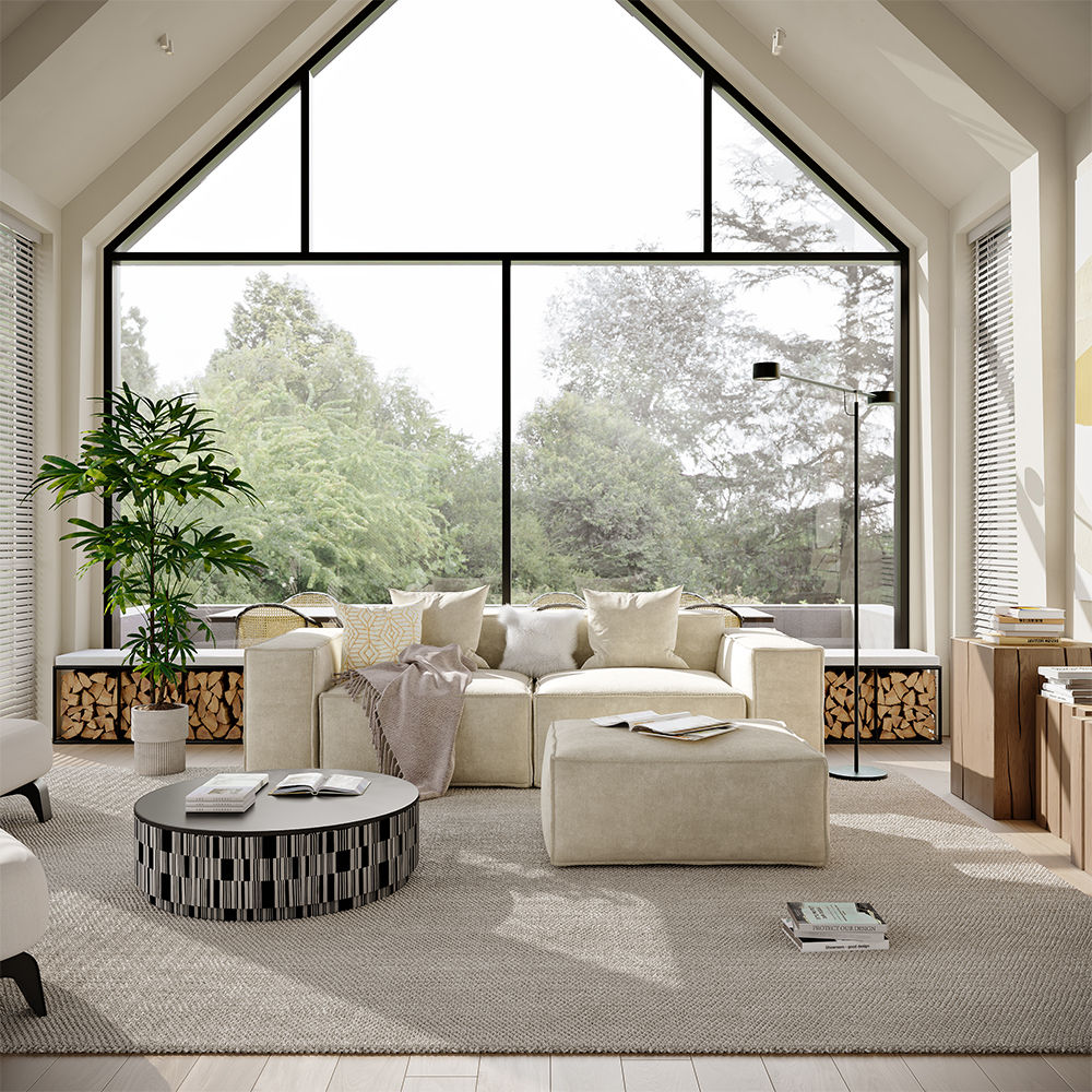 Fabric Beige Fabric Corner Sofas