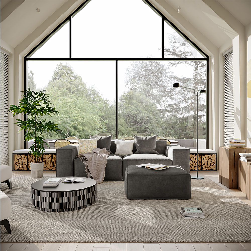 On the Ground Dark Gray Fabric Corner Sofas