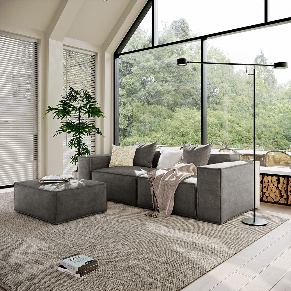 Partly Assemble Dark Gray Fabric Corner Sofas