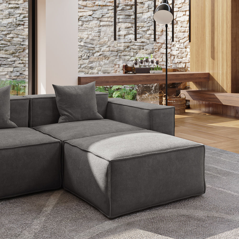 Pet Friendly Dark Gray Fabric Corner Sofas
