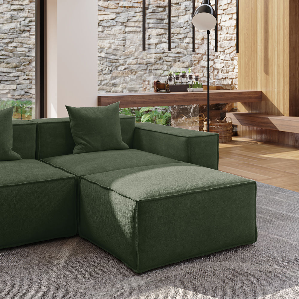 Pet Friendly Green Fabric Corner Sofas