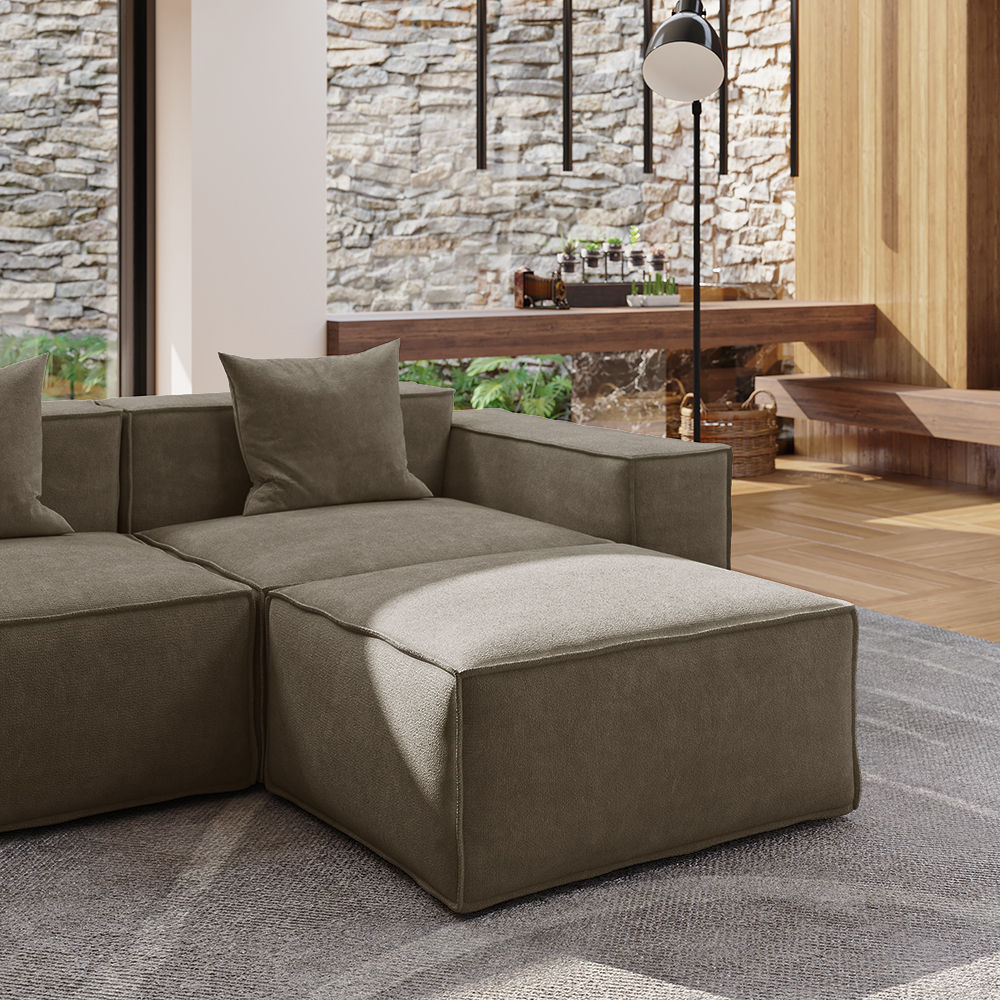 Pet Friendly Khaki Fabric Corner Sofas