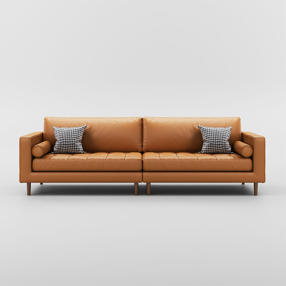 Partly Assemble Orange Leather Sofas & Loveseats