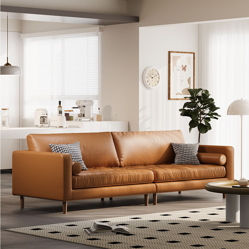 Partly Assemble Orange Leather Sofas & Loveseats