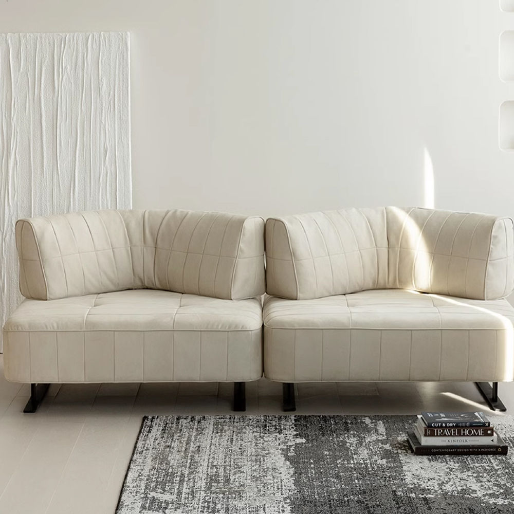 Pure Color Beige Fabric Sofas & Loveseats