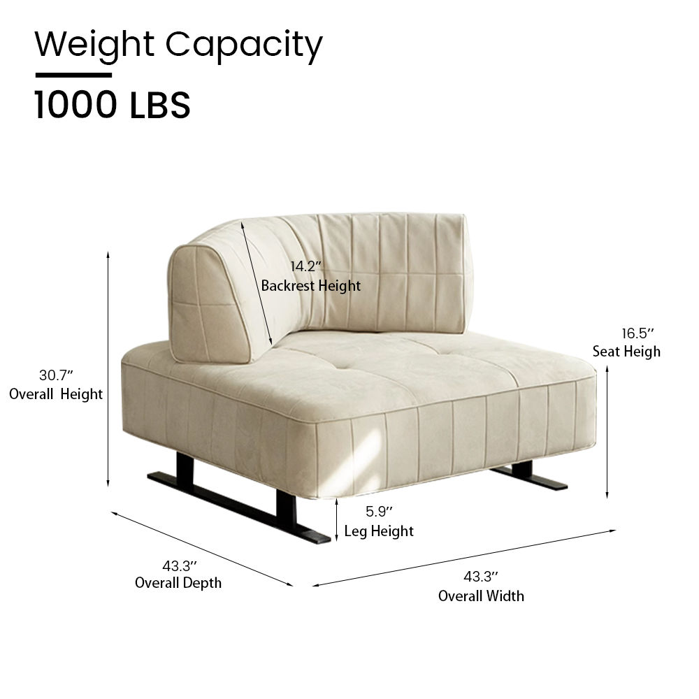 Pure Color Beige Fabric Sofas & Loveseats