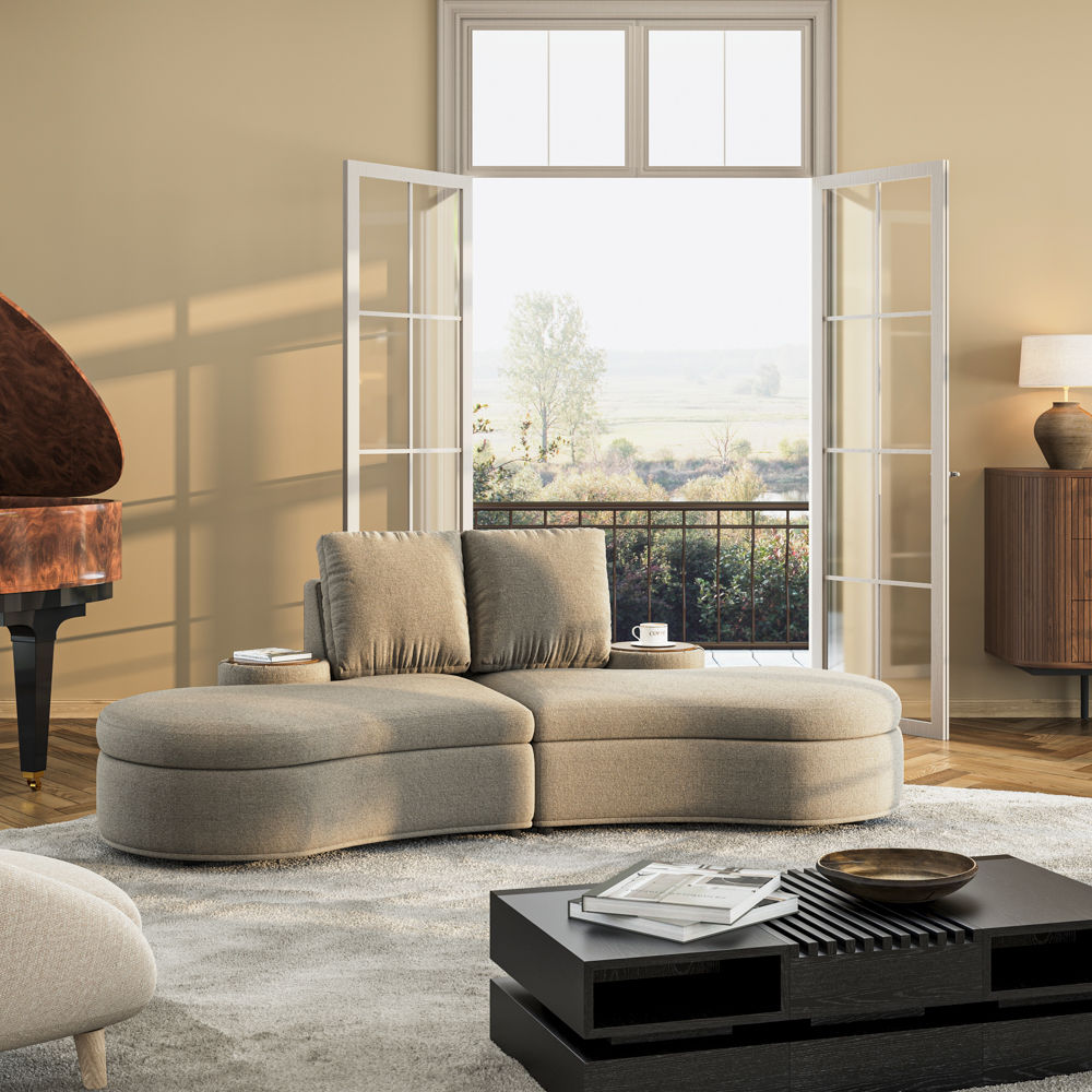 3 Seaters Gray Fabric Sofas & Loveseats