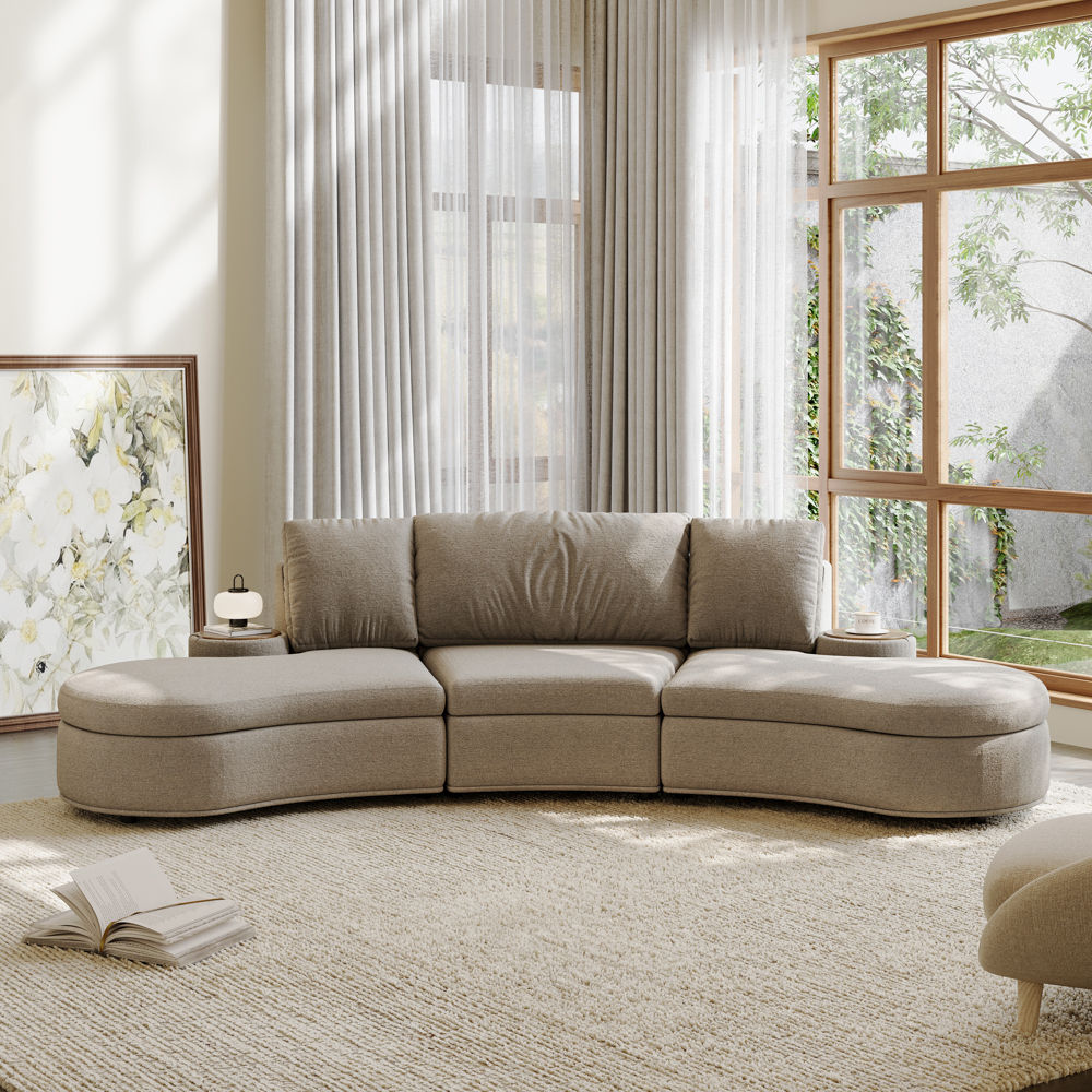 Pure Color Gray Fabric Sofas & Loveseats