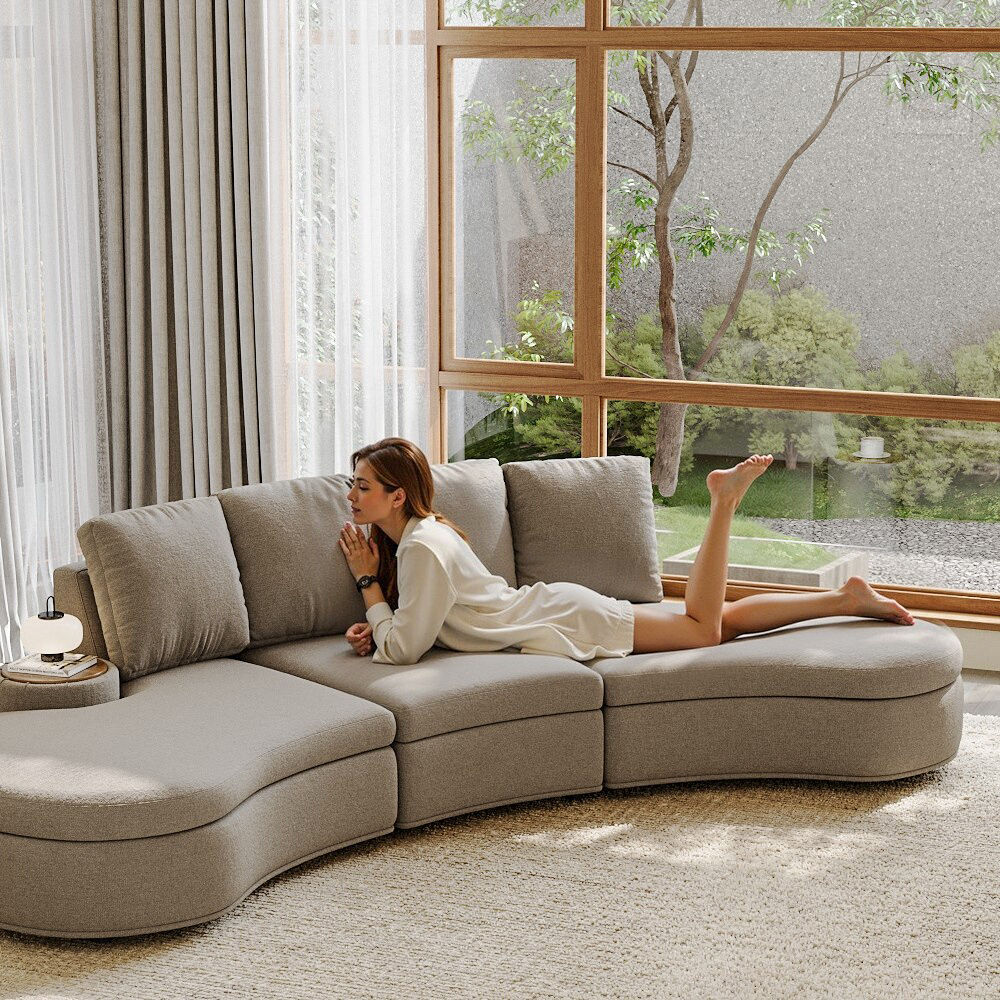3 Seaters Gray Fabric Sofas & Loveseats