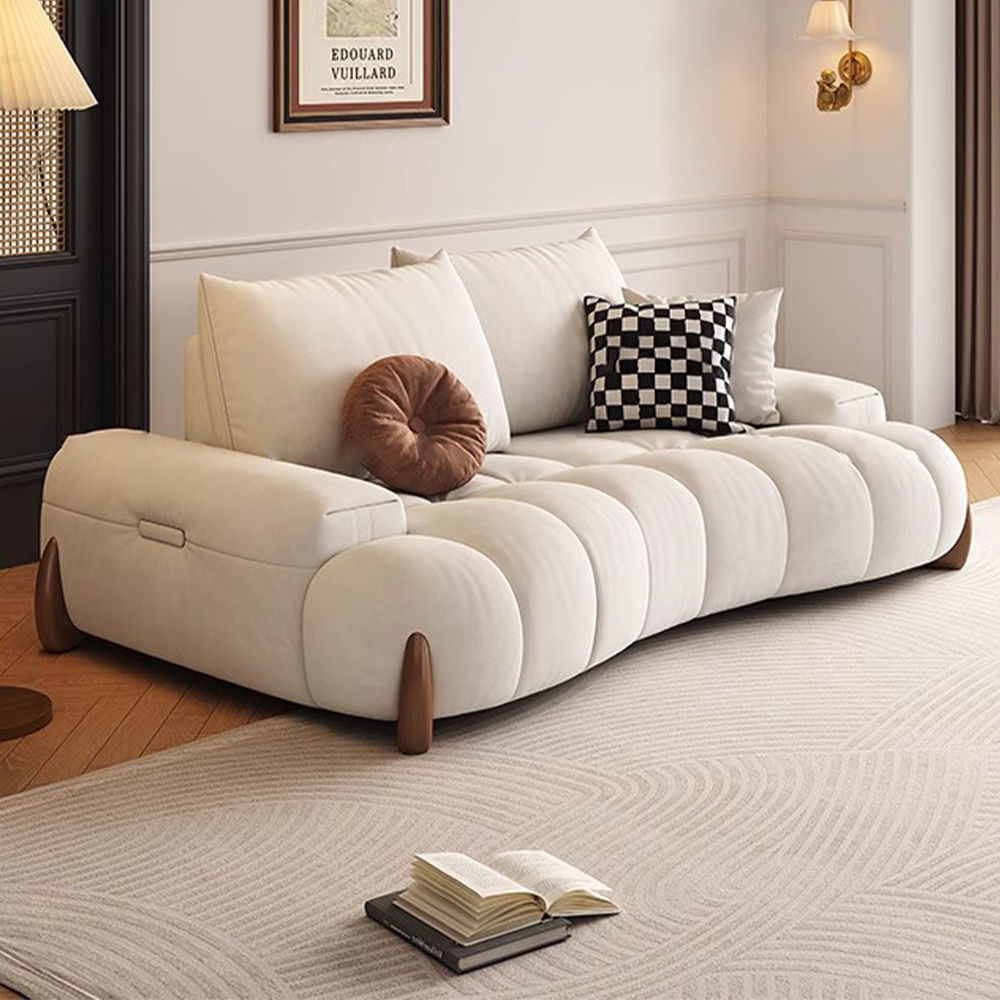 Wood Leg Beige Fabric Sofas & Loveseats