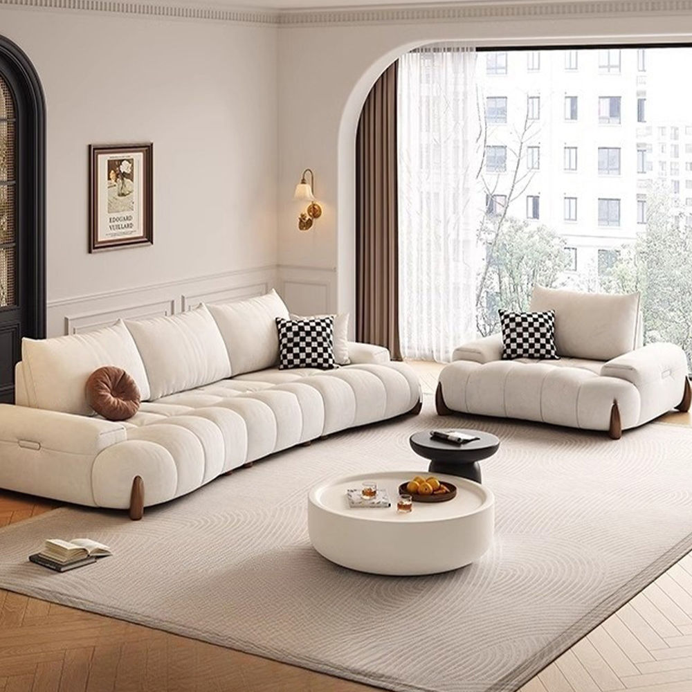 Wood Beige Fabric Sofas & Loveseats