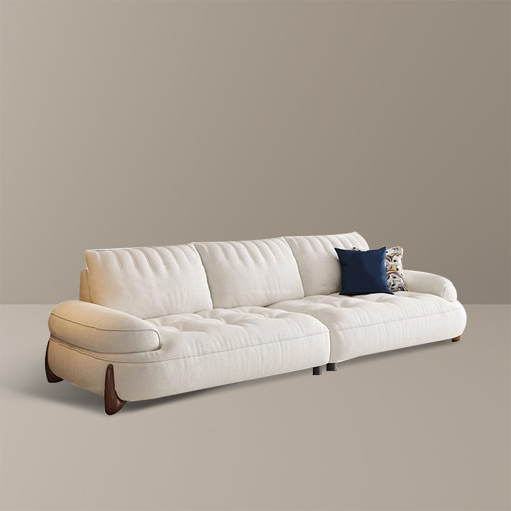 Wood Leg Beige Fabric Sofas & Loveseats
