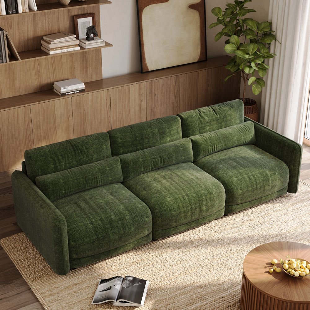 2-3 Seater Green Chenille Sofas & Loveseats