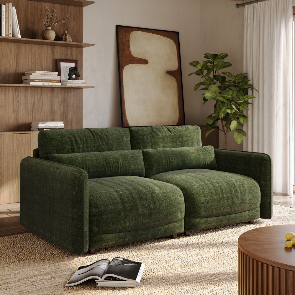 3-4 Seater Green Chenille Sofas & Loveseats