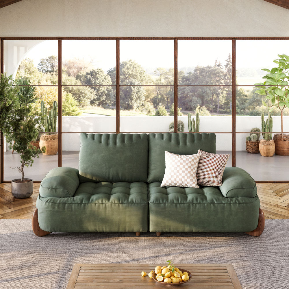 Green Fabric Sofas & Loveseats