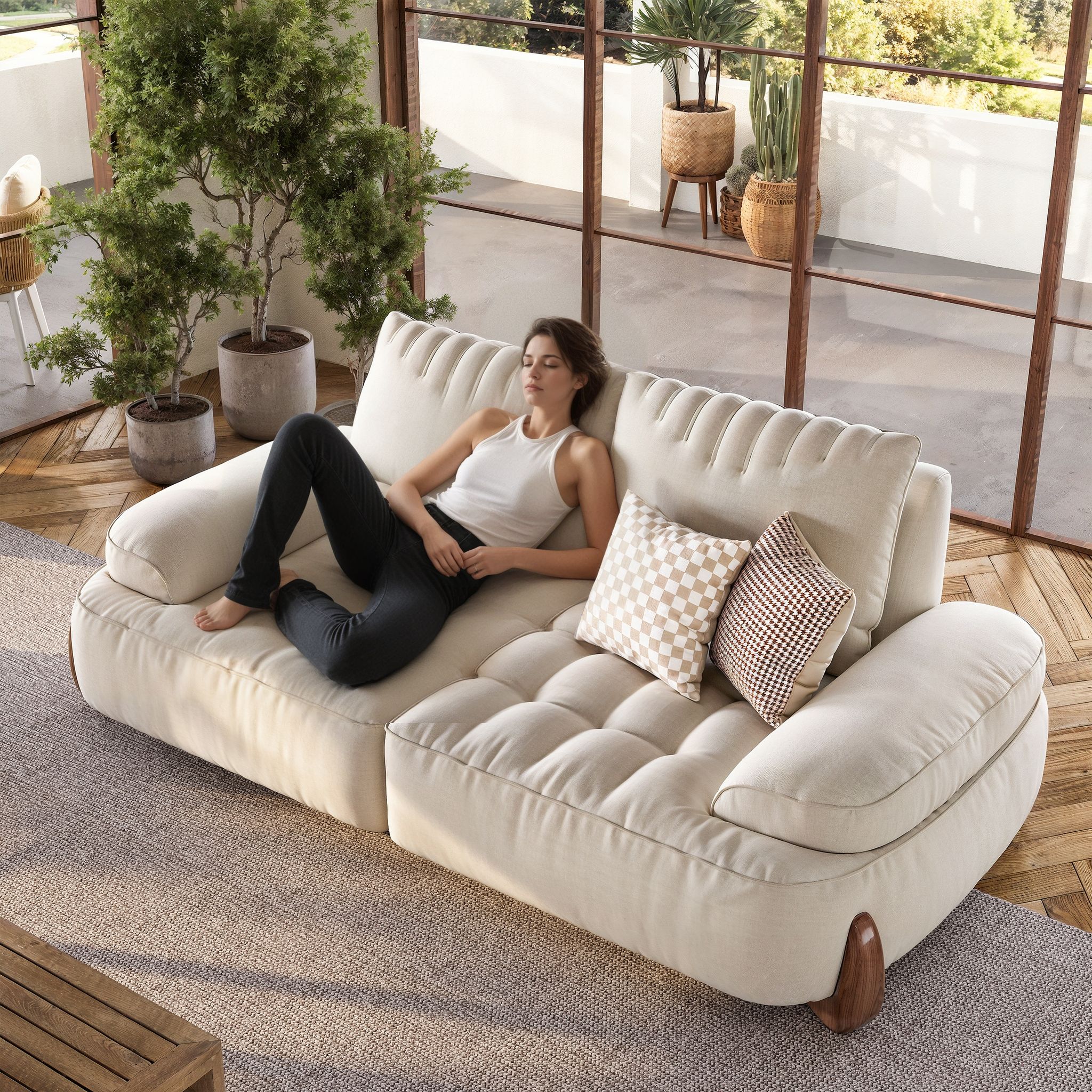 Beige Fabric Sofas & Loveseats