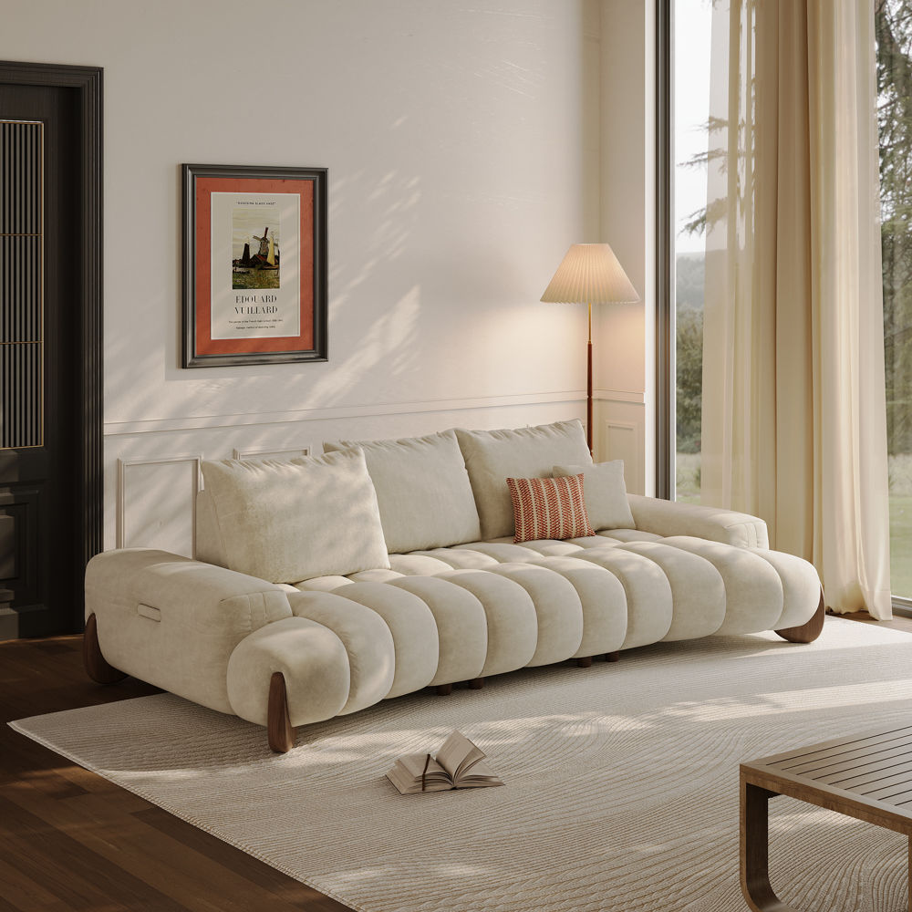 Sofas & Loveseats Beige Fabric Sofas & Loveseats