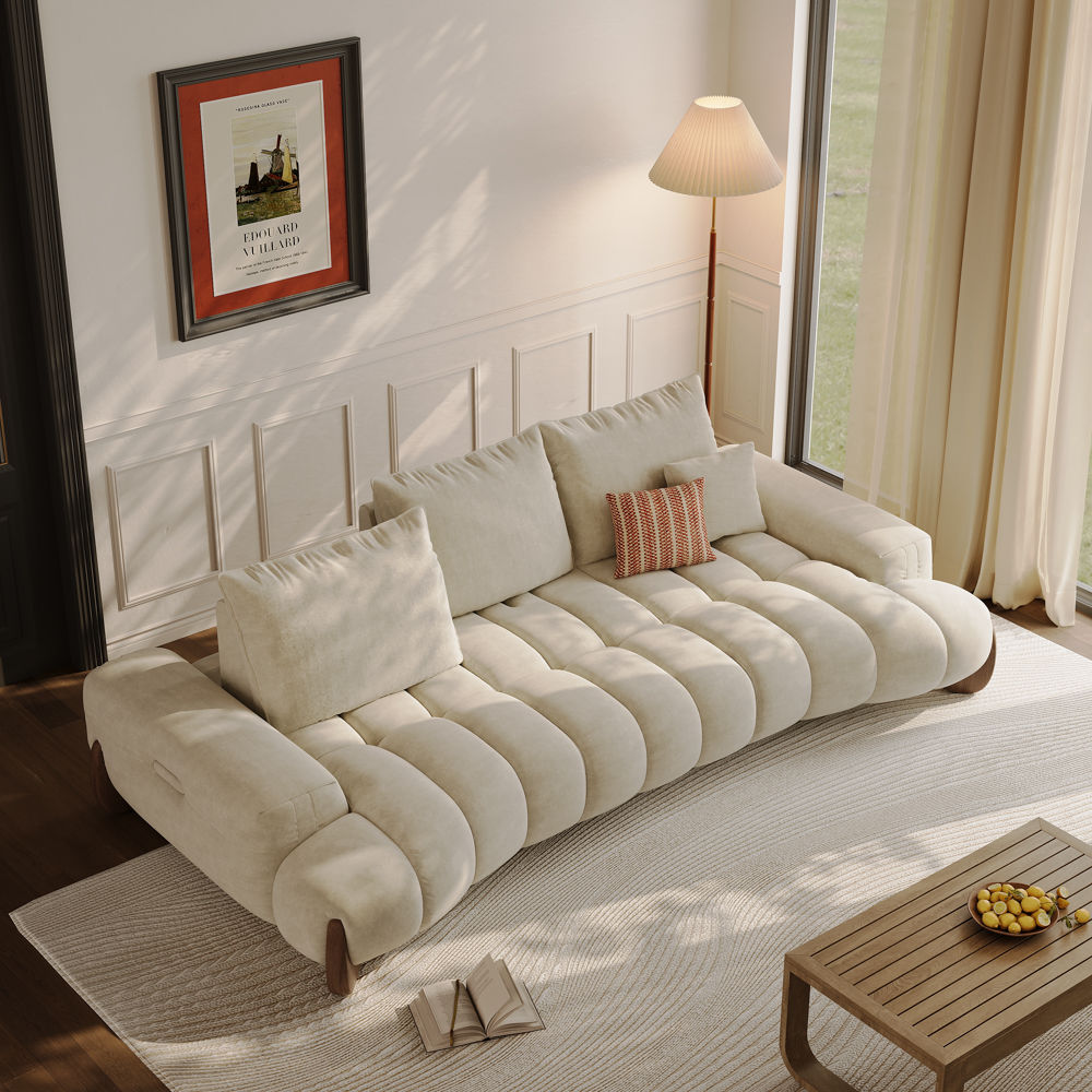 3-4 Seater Beige Fabric Sofas & Loveseats