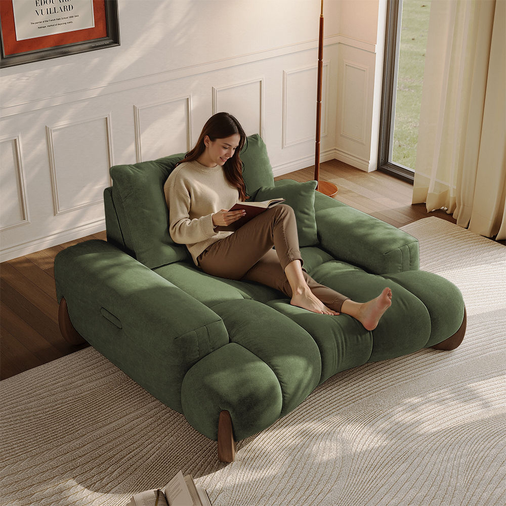 Wood Leg Green Fabric Sofas & Loveseats