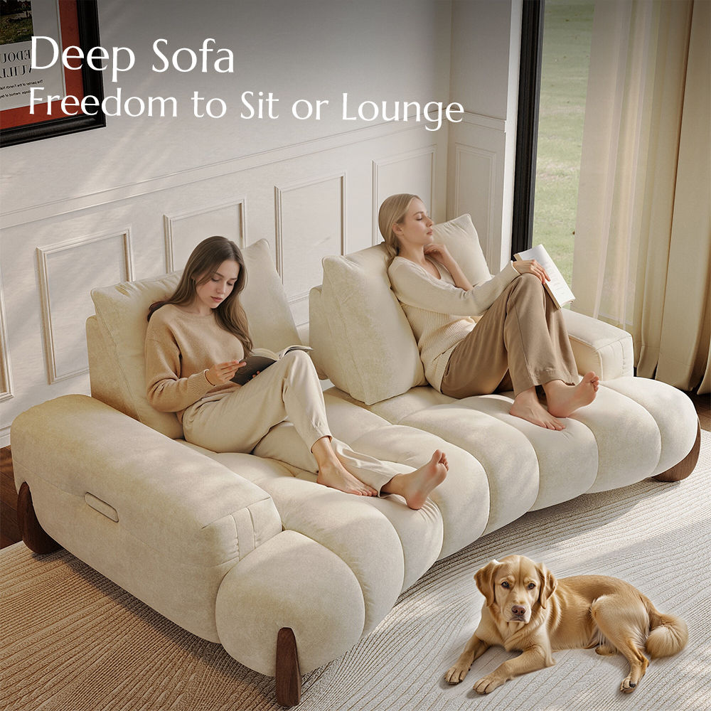 Sponge Beige Fabric Sofas & Loveseats