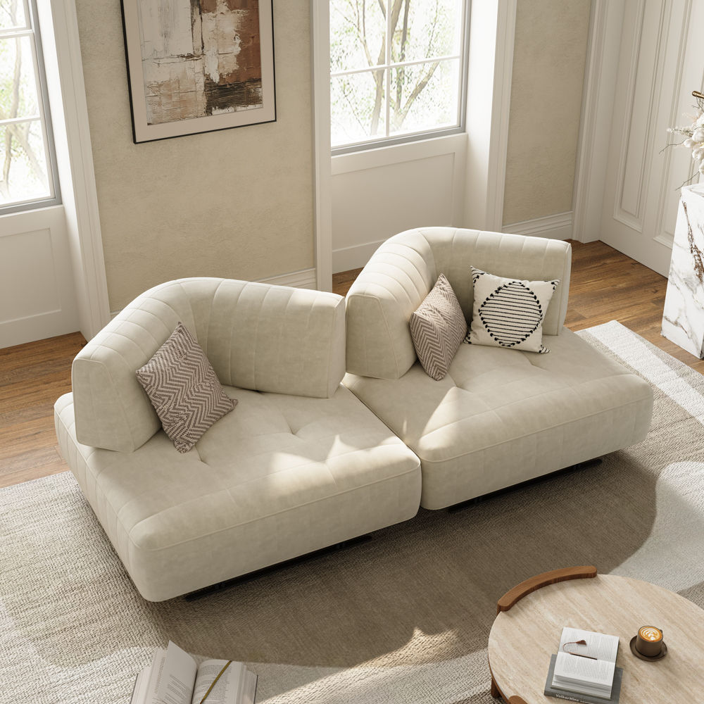 Sponge Beige Fabric Sofas & Loveseats