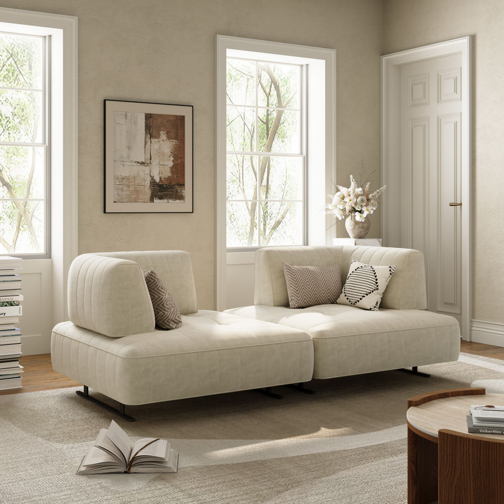 Sponge Beige Fabric Sofas & Loveseats