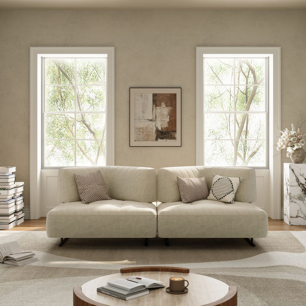 Sponge Beige Fabric Sofas & Loveseats