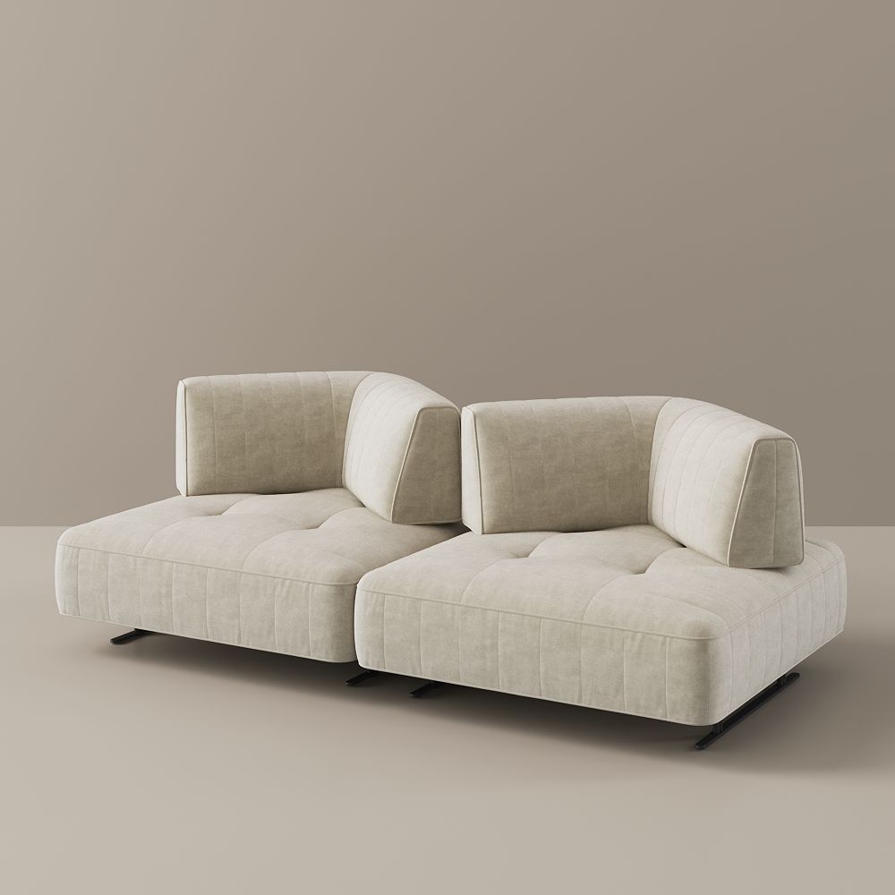 Partly Assemble Beige Fabric Sofas & Loveseats