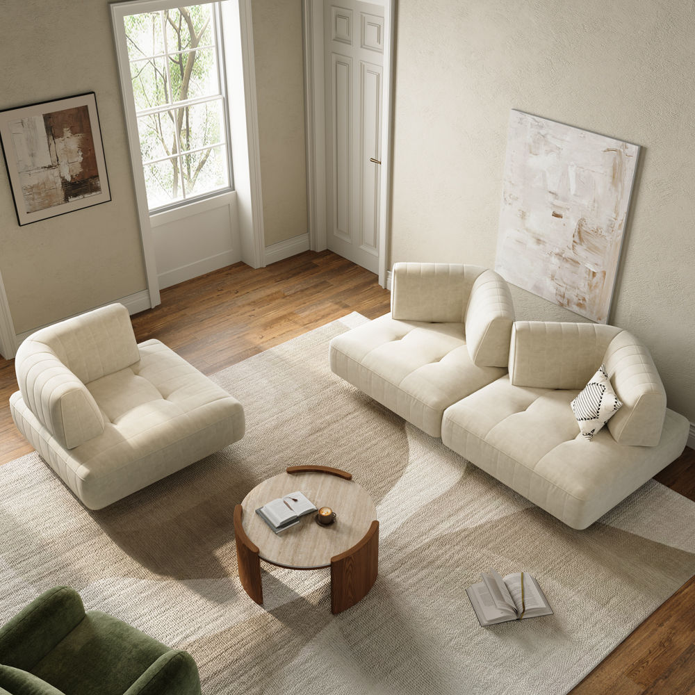 Sofas & Loveseats Beige Fabric Sofas & Loveseats