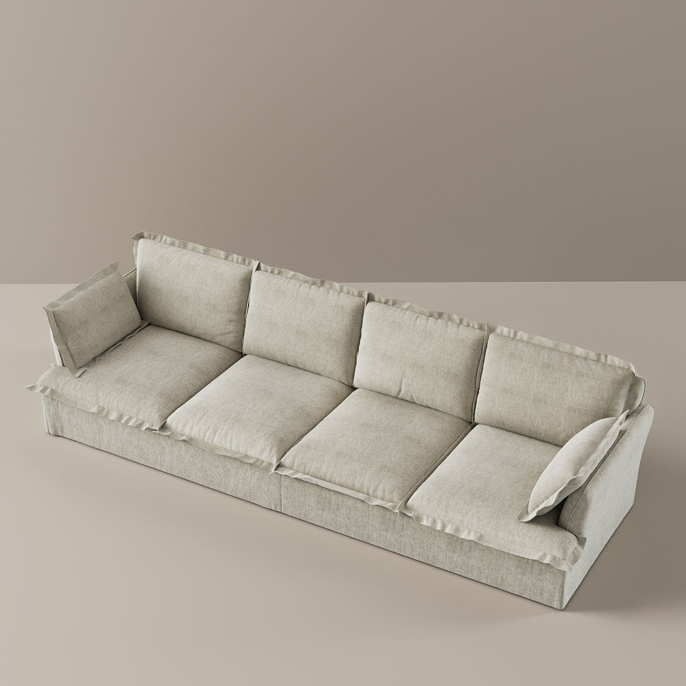Deep Seat Gray Cotton and Linen Sofas & Loveseats