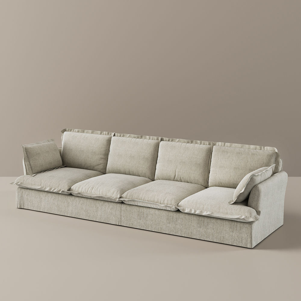 Large Gray Cotton and Linen Sofas & Loveseats